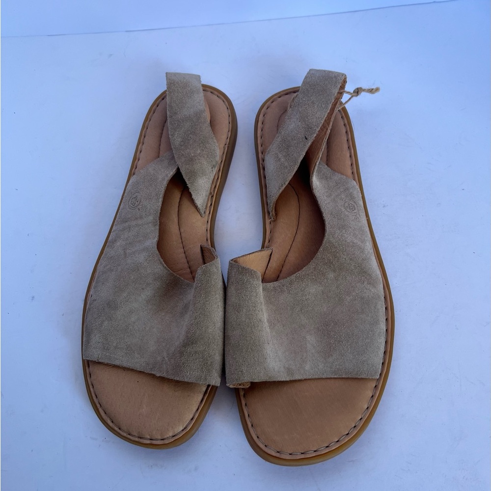 Born Women's Suede Taupe Open-Toe Slingback Sandals - Picture 4 of 9